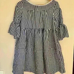 No brand | Gingham mid length sleeve dress with tassels & lace size o/s